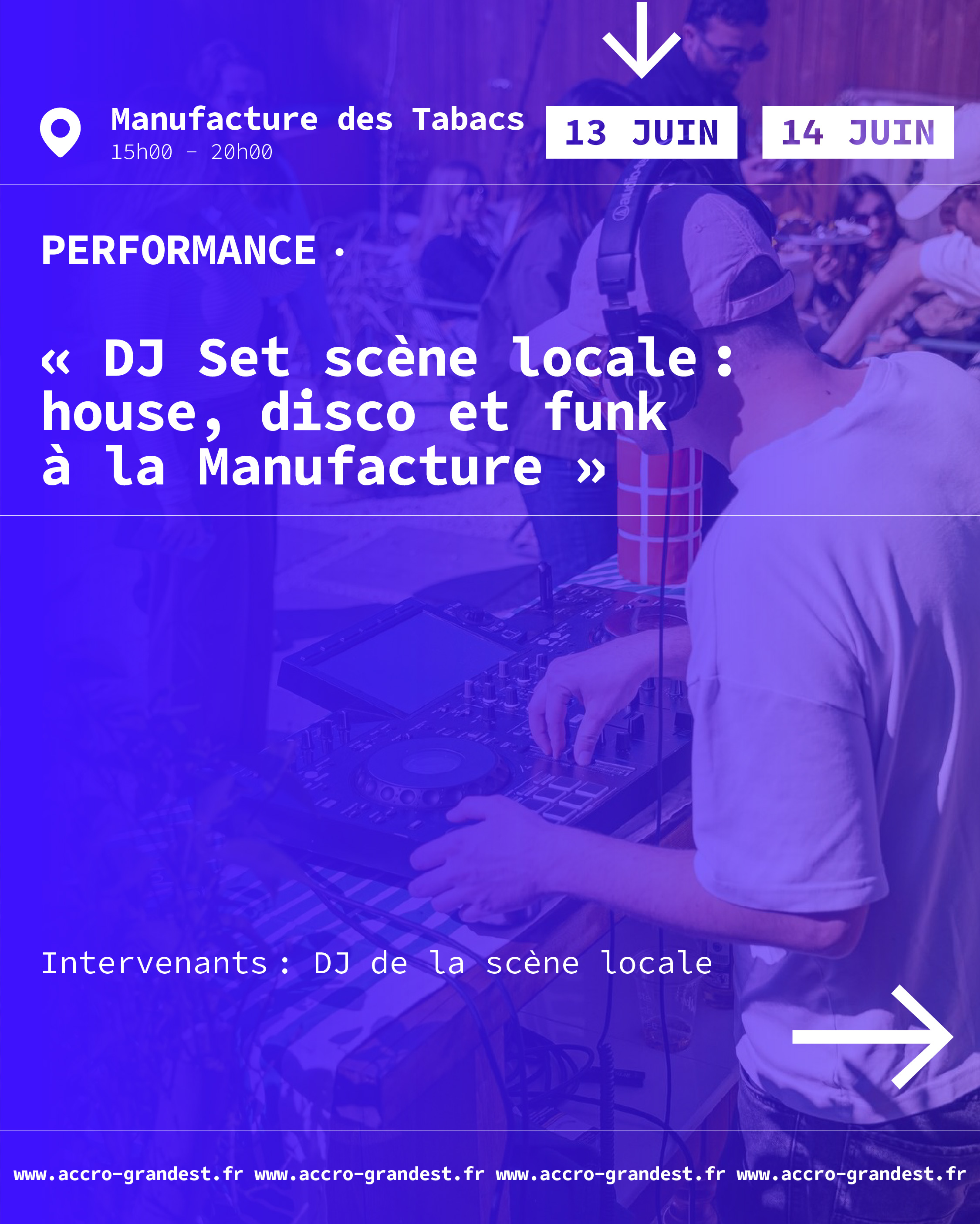 Visuel de l'événement : DJ Set scène locale : house, disco et funk à la Manufacture